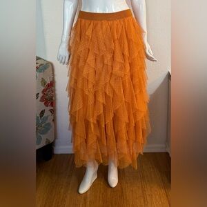 Anthropologie Sparkling Orange A-Line Skirt